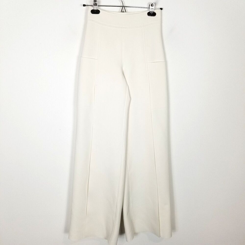 Carolina Herrera Women‎ Wide Leg Neoprene Pants Sz 2 White Italy Modern Lined